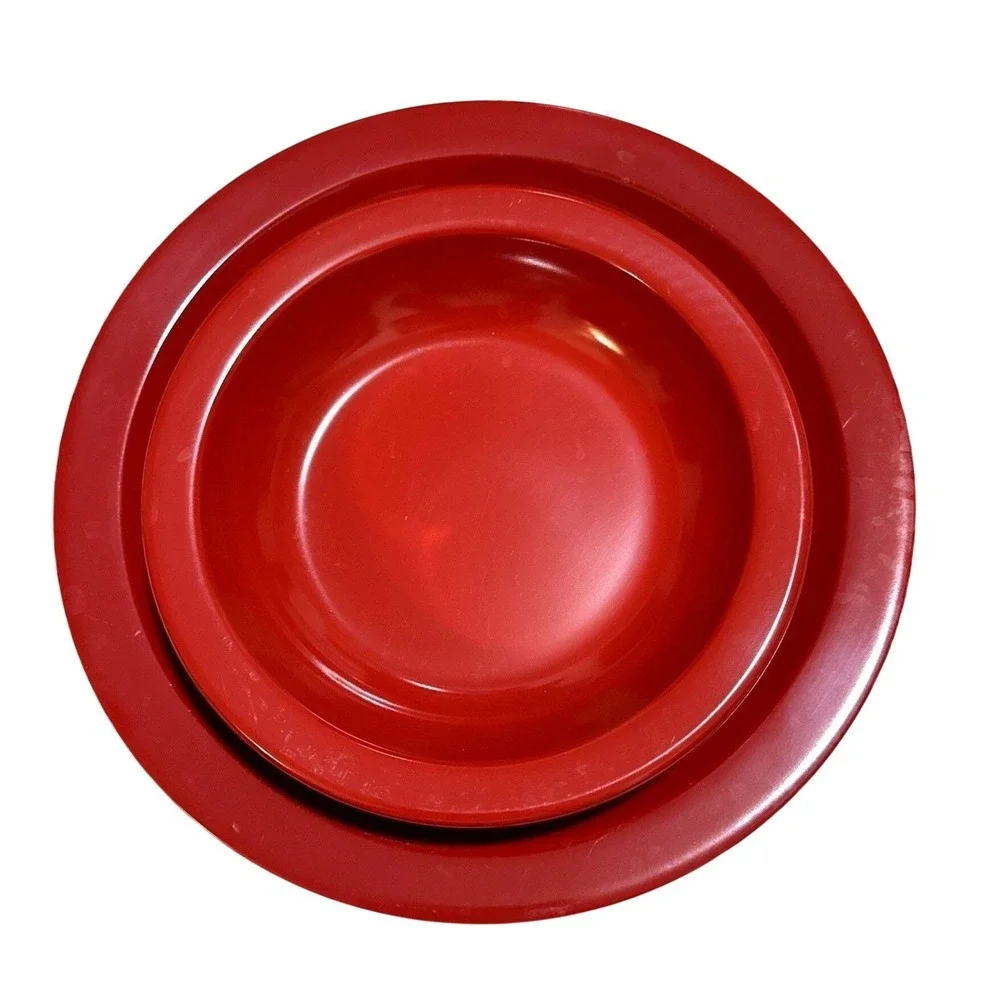 Vintage‎ Dallas Ware Red Melamine Dinner Plate and Bowl Set 2pc Retro MCM USA